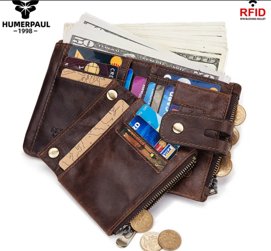 Genuine Cowhide Leather Wallet for Unisex